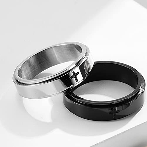 Minimalist Cross Jesus Christ Prayer Spinner Ring Fashion