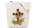 Sunflower Cross Jesus Faith Tote Bag for Women