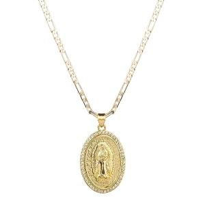 14K Gold Plated Guadalupe Virgin Mary Pendant Necklace