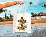 Sunflower Cross Jesus Faith Tote Bag for Women