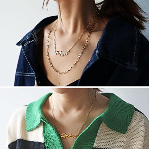 18k Gold Jesus Name Necklace for Valentines Gift