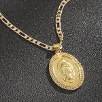 14K Gold Plated Guadalupe Virgin Mary Pendant Necklace