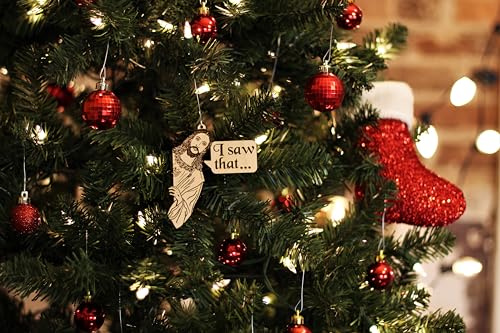 Funny Jesus "I Saw That" Wooden Ornament | Holiday Décor