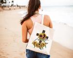 Sunflower Cross Jesus Faith Tote Bag for Women