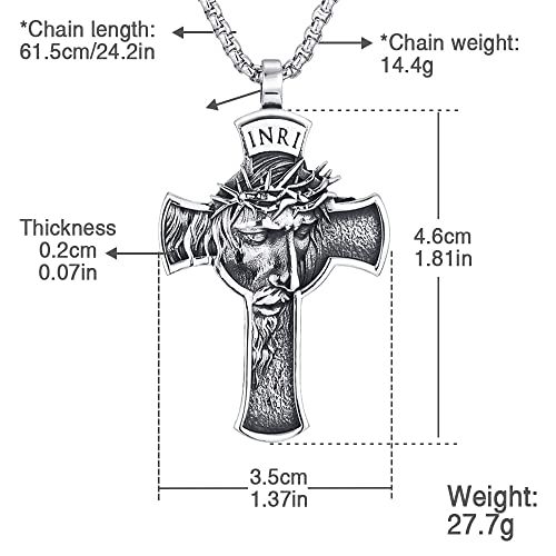 INRI Jesus Christ Necklace with Crown of Thorns