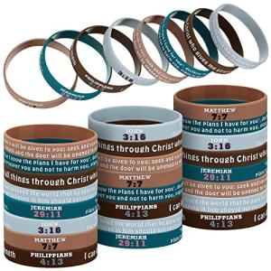 32 Spiritual Bible Verse Silicone Wristbands for Men Women
