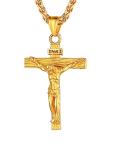U7 Men's Stainless Steel Gold-Plated Cross Necklace