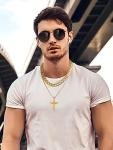 U7 Men's Stainless Steel Gold-Plated Cross Necklace