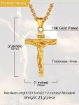 U7 Men's Stainless Steel Gold-Plated Cross Necklace