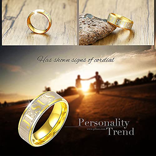 Christian Jesus Cross Ring - Stainless Steel Catholic Jewelry