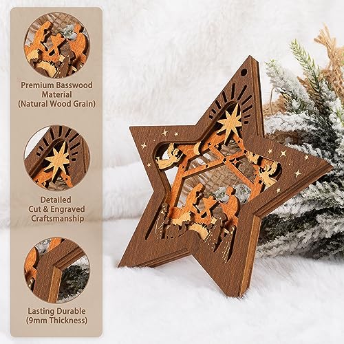 Creawoo Décorations de crèche de Noël en bois