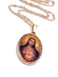 LESLIE BOULES 18K Gold Plated Sacred Heart Necklace