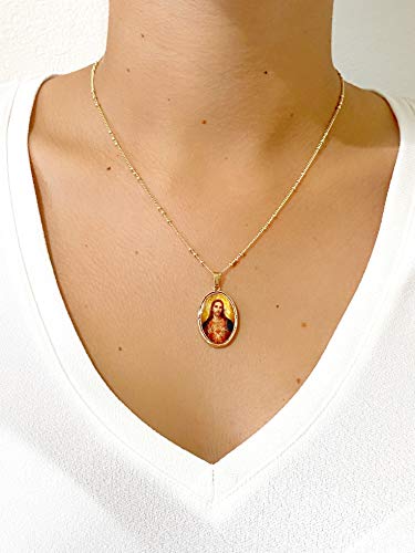 LESLIE BOULES 18K Gold Plated Sacred Heart Necklace