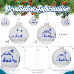 12 Pc Nativity Glass Christmas Ornaments with Vintage Jesus
