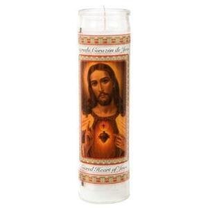 Set of 2 Glass Prayer Candles, 8" Our Lady of Guadalupe