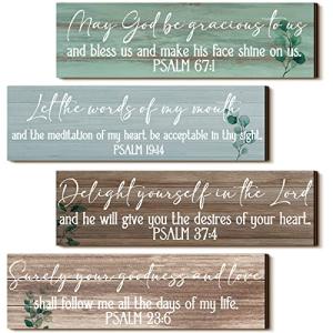 Yulejo 4 Pieces Bible Verses Wall Art Sign