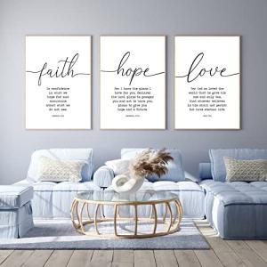 Faith Hope Love Bible Verses Canvas Wall Art