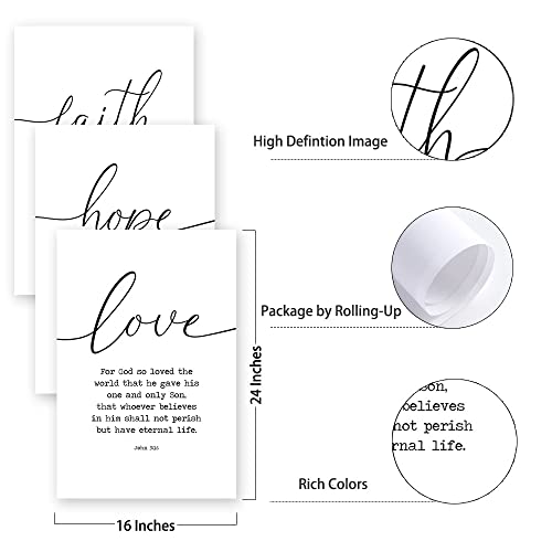 Faith Hope Love Bible Verses Canvas Wall Art