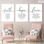 Faith Hope Love Bible Verses Canvas Wall Art
