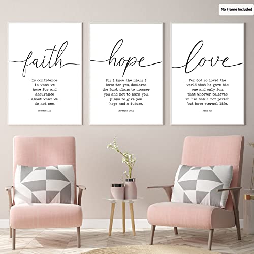 Faith Hope Love Bible Verses Canvas Wall Art