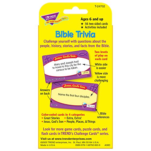 Bible Trivia Flash Cards for Religious Education