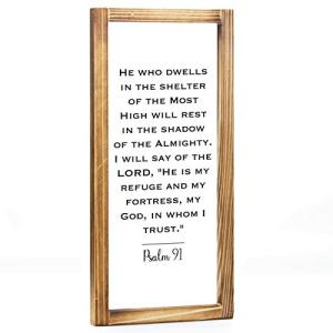 Vintage Psalms 91 Christian Wall Decor, 8x17 Inch