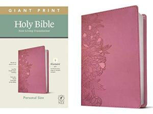 NLT Giant Print Holy Bible: Peony Pink LeatherLike