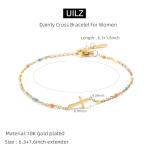 Colorful Beads Cross Bracelet 18K Gold Plated Christian Jewelry