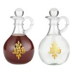 Needzo IHS Glass Cruet Set, Catholic Church Supplies