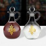 Needzo IHS Glass Cruet Set, Catholic Church Supplies