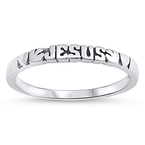 Jesus Dove Heart Stacking Ring .925 Silver Size 9