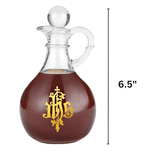 Needzo IHS Glass Cruet Set, Catholic Church Supplies