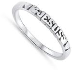 Jesus Dove Heart Stacking Ring .925 Silver Size 9