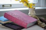 NLT Giant Print Holy Bible: Peony Pink LeatherLike