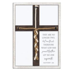 Matthew 19:6 Unity Cross Braid Wedding Sign Wood Frame