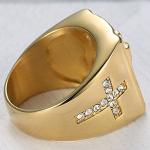 Stainless Steel Gold Jesus Cross Ring, Size 10