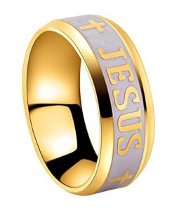 Stainless Steel Jesus Cross Ring - Size 6-14