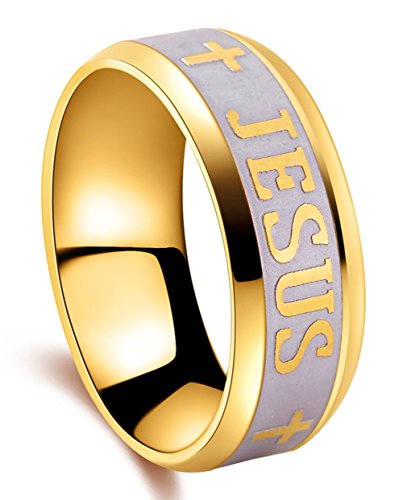 Stainless Steel Jesus Cross Ring - Size 6-14