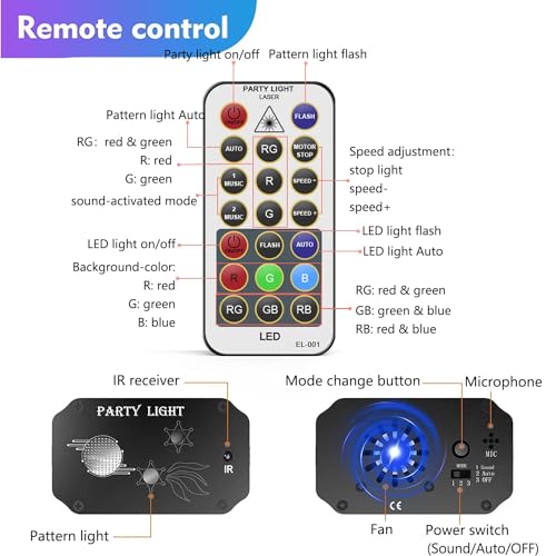 Sound Activated DJ Disco Lights with Remote Control