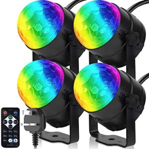 4-Pack Remote Control Sound Activated Party Lights