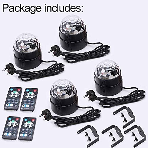4-Pack Remote Control Sound Activated Party Lights