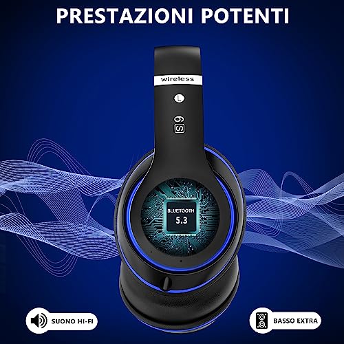 Rebocico Bluetooth Headphones with Deep Bass, 65H Playtime
