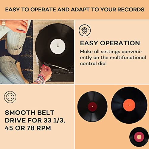 Auna Retro Vinyl Record Player with Speakers