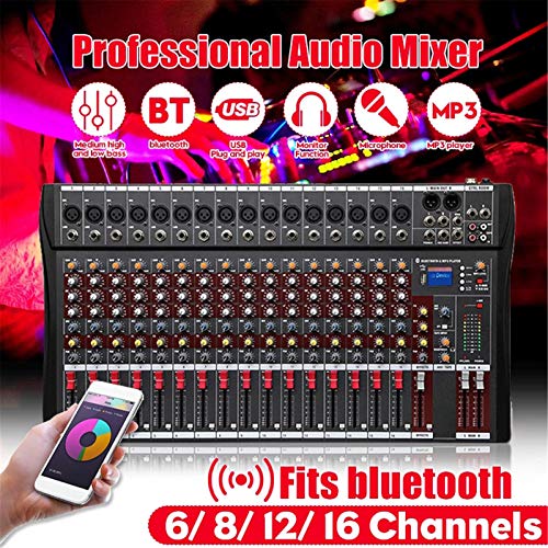 Compact Bluetooth USB DJ Mixing Console, 6-16 Channels
