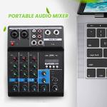 Portable 4-Channel DJ Audio Mixer with Bluetooth