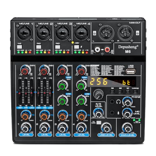 Depusheng M6 Portable Bluetooth DJ Mixer 6-Channel