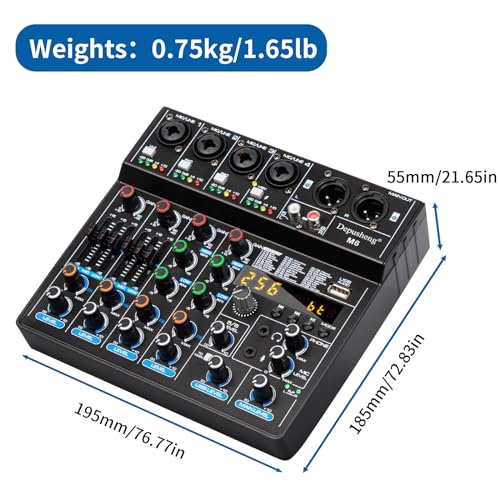 Depusheng M6 Portable Bluetooth DJ Mixer 6-Channel