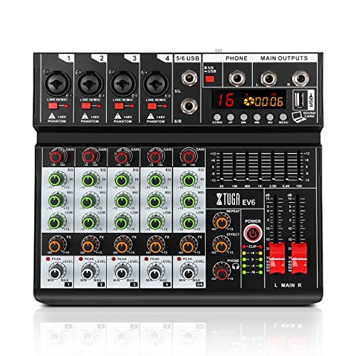 XTUGA EV6 6-Channel Audio Mixer with DSP Effects