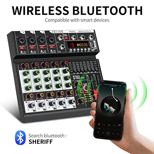 XTUGA EV6 6-Channel Audio Mixer with DSP Effects
