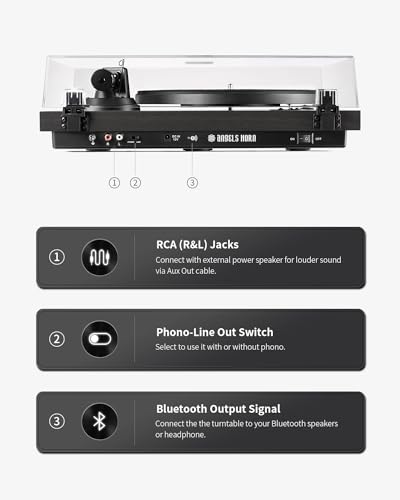 Angelshorn Bluetooth Vinyl Record Player Turntable - Black